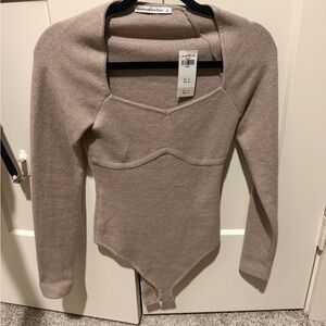 Abercrombie Taupe Knit Bodysuit